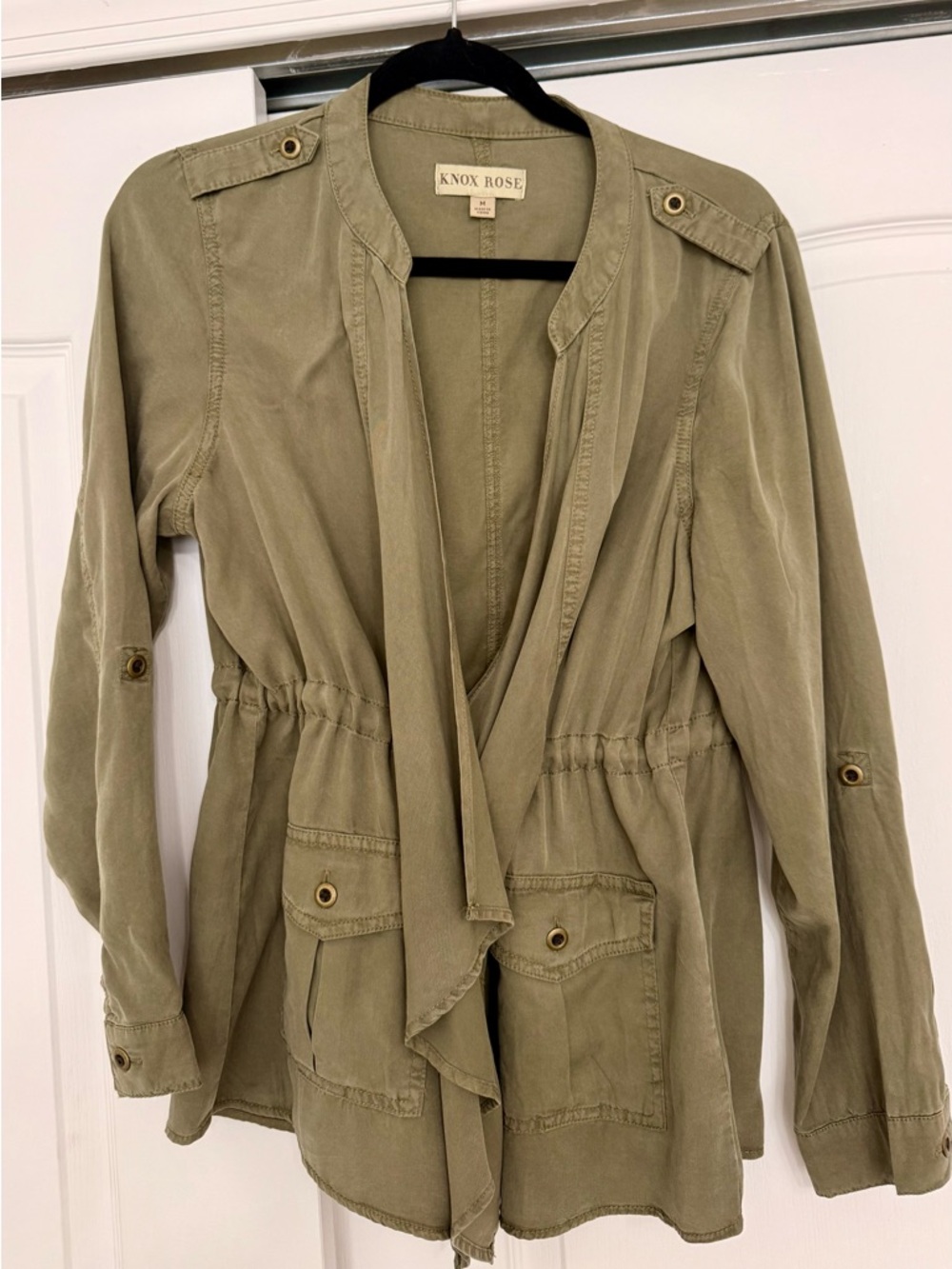 Knox Rose Moss Green Lightweight Drawstring Utility Jacket